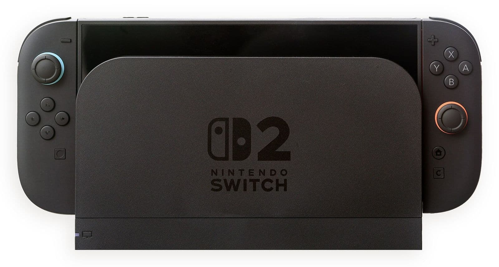 Nintendo Switch 2 padrão, preto, encaixado no dock; foto ilustrativa, não é a edição de Zelda